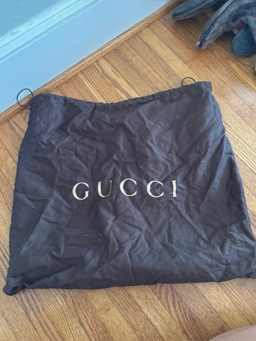 Gucci brown drawstring dust bag